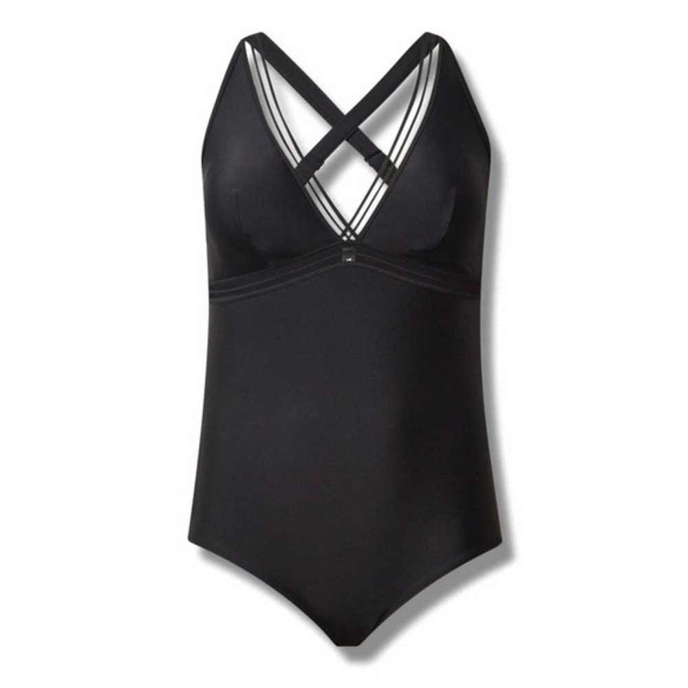 New Torrid Plus Size 6 Black Mesh Trim Busty Padded One‎ Piece Wireless Swimsuit - Picture 3 of 3